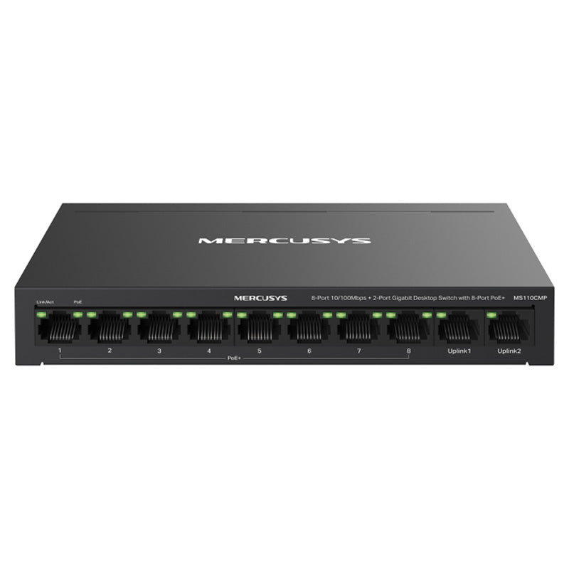 Mercusys 8-Port 10/100 Mbps + 2-Port Gigabit Desktop Switch with 8-Port PoE+