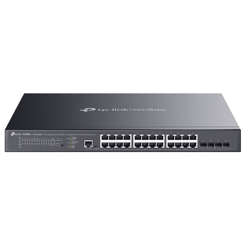 TP-Link Omada 24-Port Gigabit and 4-Port 10GE SFP+ L2+ Managed Switch with 16-Port PoE+ & 8-Port PoE++