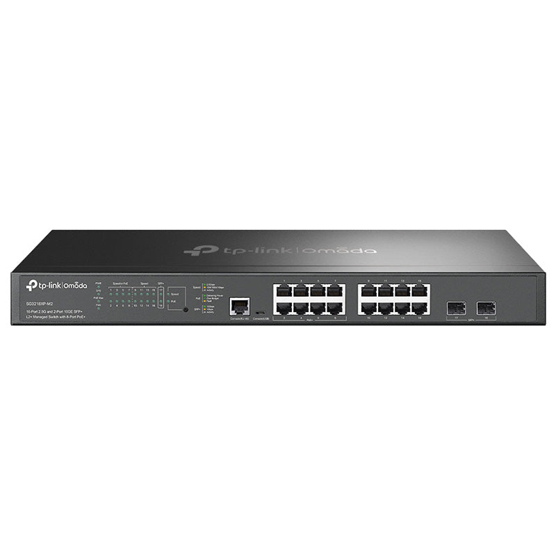 TP-Link Omada 16-Port 2.5G and 2-Port 10GE SFP+ L2+ Managed Switch with 8-Port PoE+