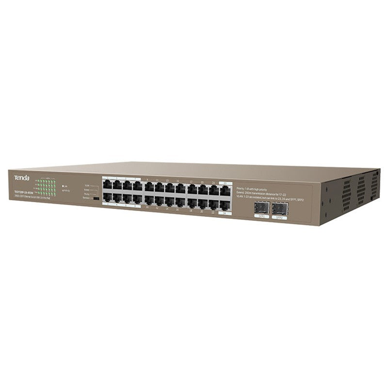 Tenda 24 Port Gigabit + 2 SFP Unmanaged Ethernet Switch with 24-Port PoE