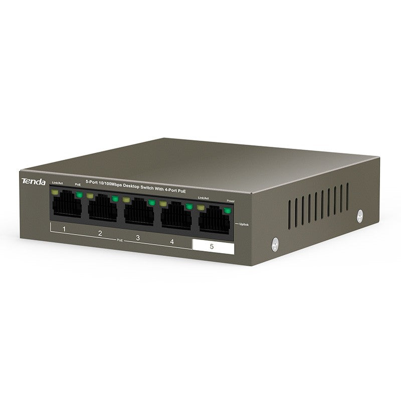 Tenda 5-port 10/100Mbps with 4-port PoE+ Desktop Switch