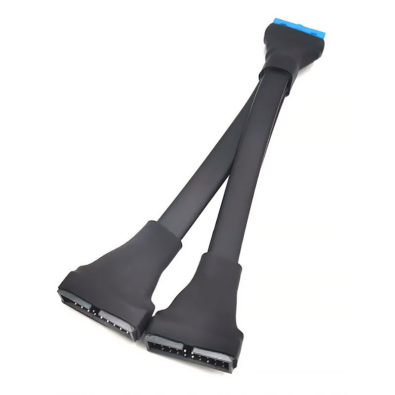 Cruxtec 19/20 Pin Internal USB Male to Female 1 to 2 Splitter Cable