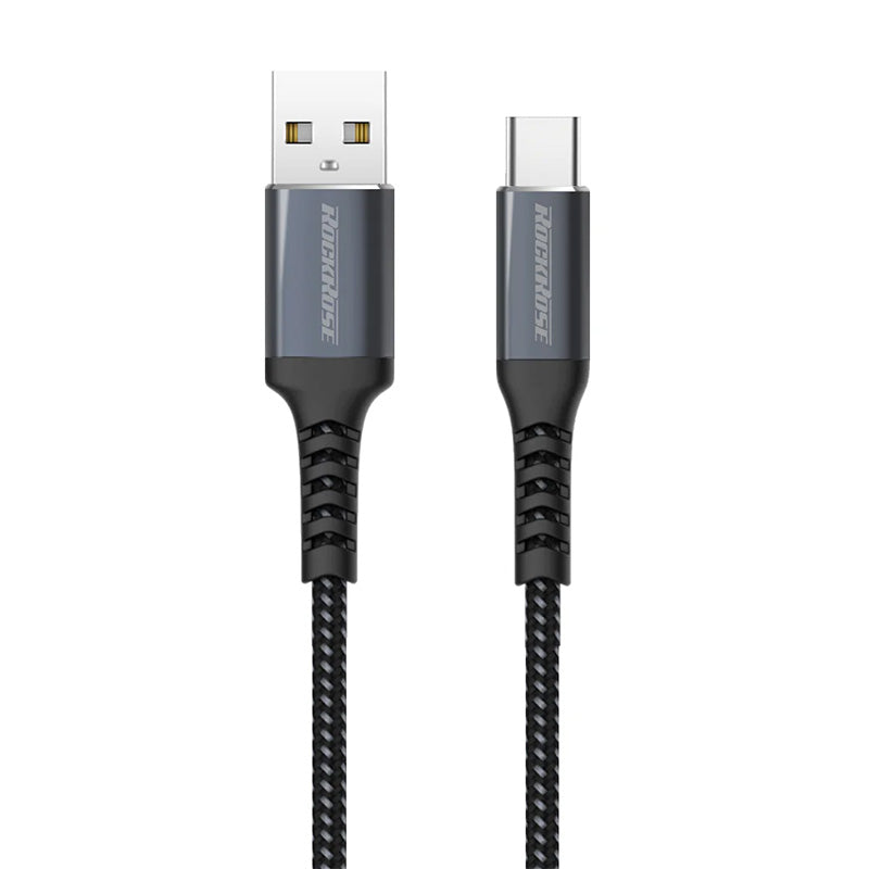 RockRose Braided Powerline AC 3A USB 2.0 to USB-C Charging Cable - 1m