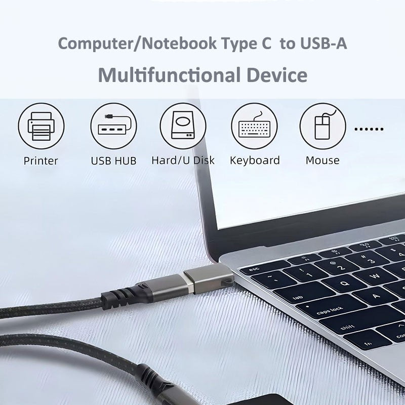 USB-A To USB Type C Connector Adapter Plug USB 3.2 To Type C Adapter OTG Black