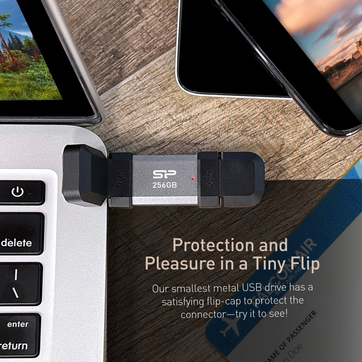 Silicon Power 256GB Mobile C51 USB Type A + Type C 2-in-1 Flash Drive PC/Mac/iPhone/PS5