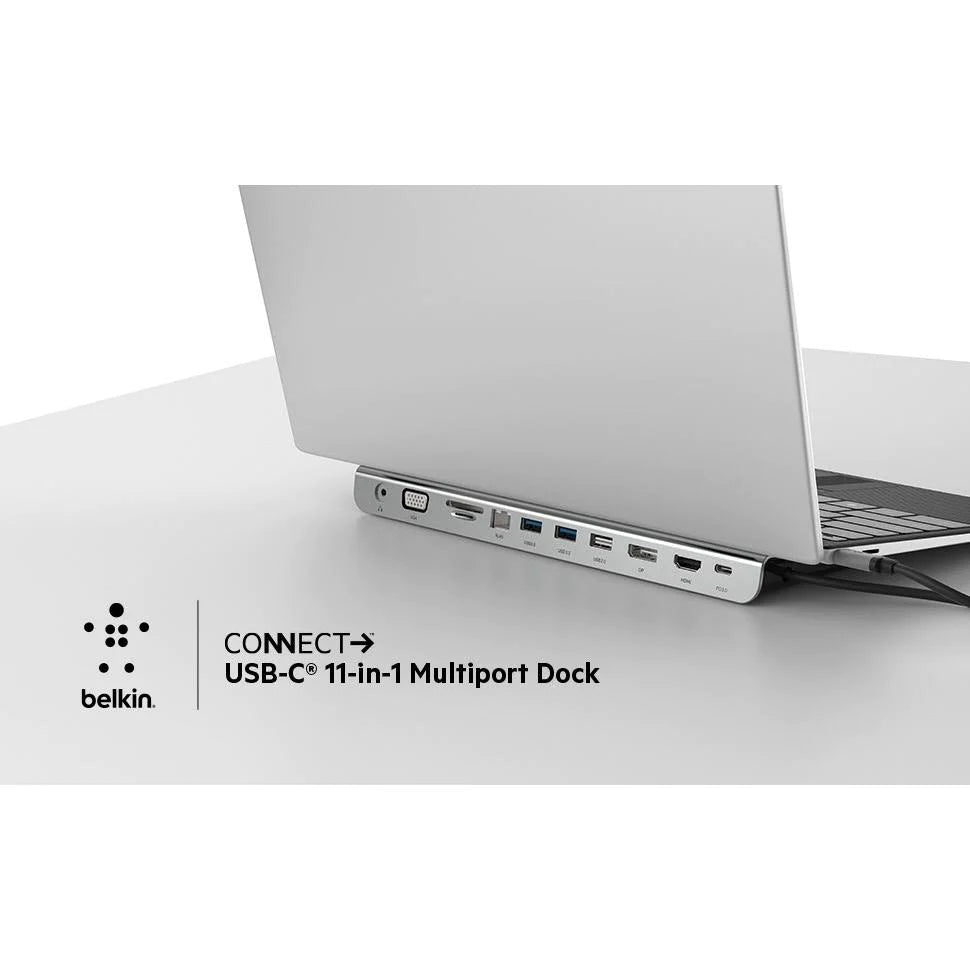 Belkin Connect 11-in-1 USB-C Dock 100W PD 4K HDMI USB-C USB-A audio SD GbE 4K multimedia hub