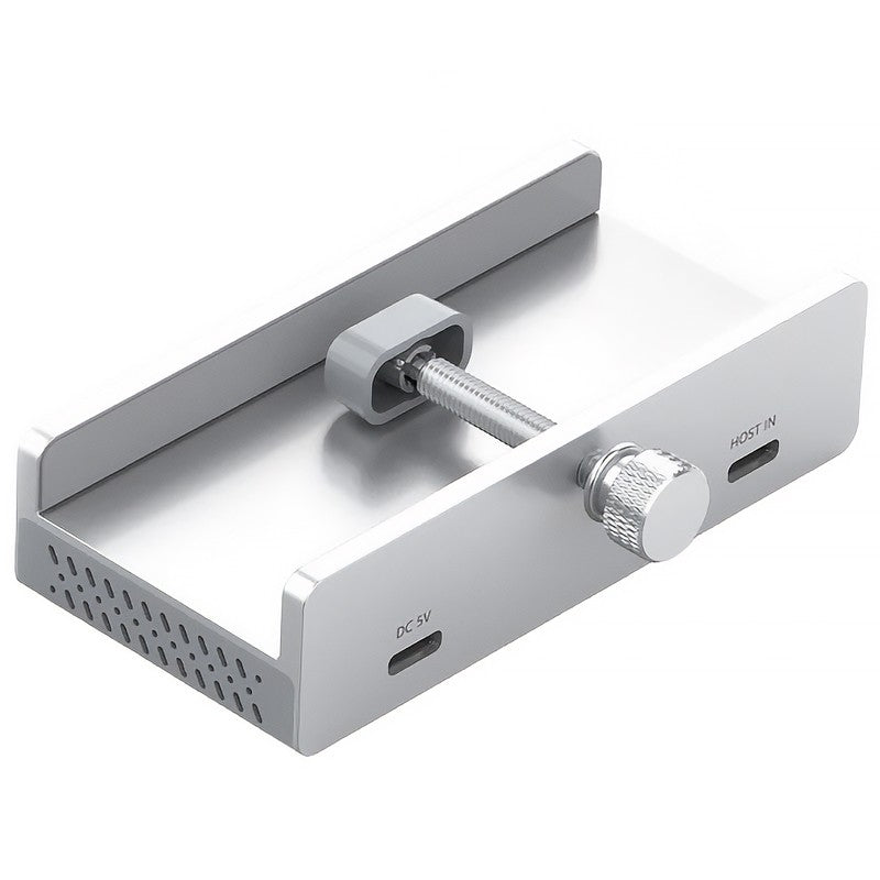Cruxtec 4-Port Aluminum Clamp USB 3.0 HUB with USB-C Power Supply Port
