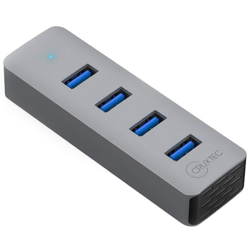 Cruxtec 4-Port Aluminum USB 3.0 Hub with USB-C Power Supply Port