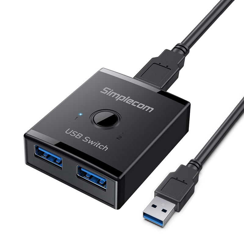 Simplecom Bi-Directional 2-Way USB 3.0 Switch - 1 In 2 Out