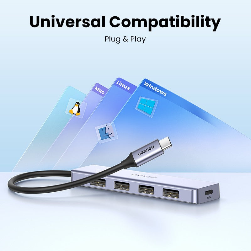 UGREEN 4-Port USB3.0 Hub with USB-C Power Supply