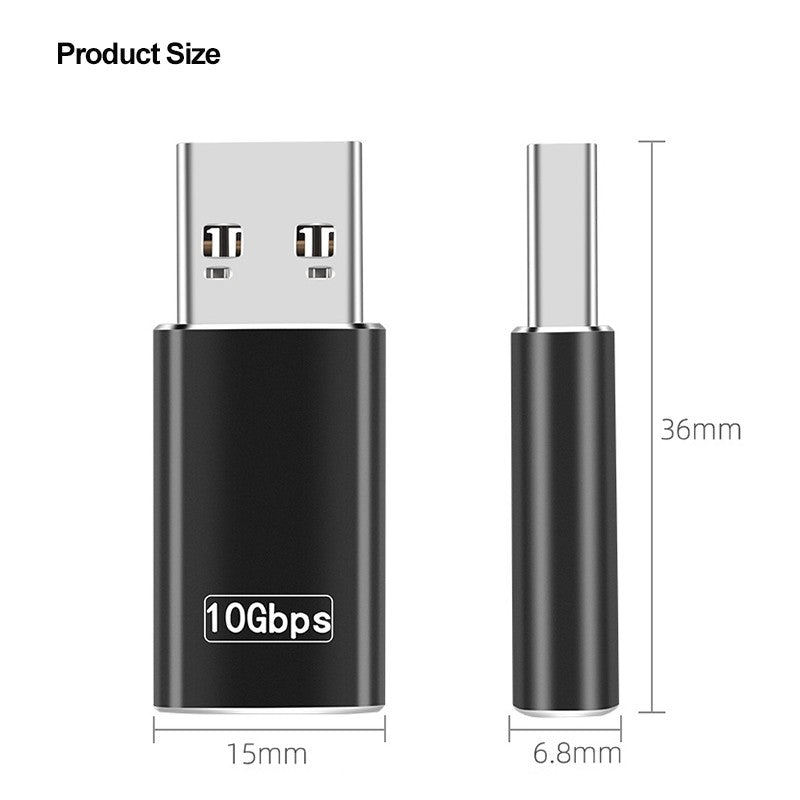 USB-A to USB-C 10Gbps Adapter USB 3.2 Gen2 SuperSpeed Converter  Black