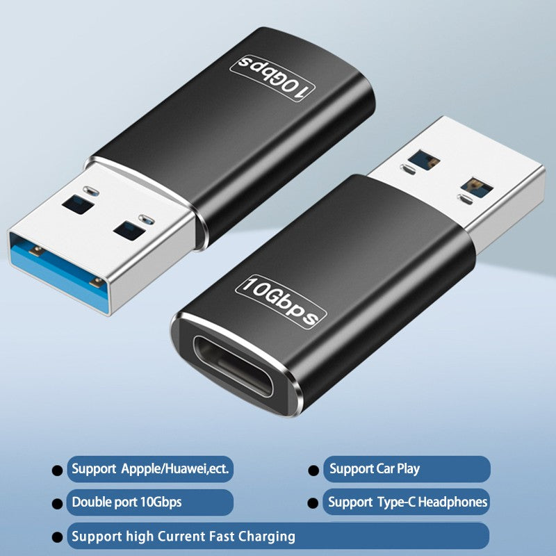 USB-A to USB-C 10Gbps Adapter USB 3.2 Gen2 SuperSpeed Converter  Black
