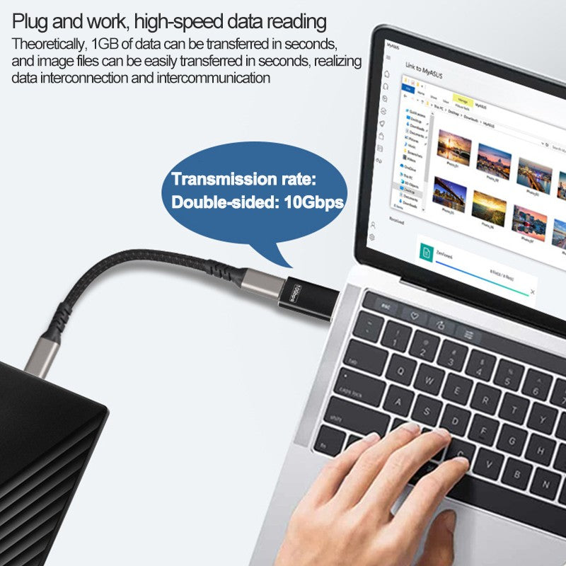 USB-A to USB-C 10Gbps Adapter USB 3.2 Gen2 SuperSpeed Converter  Black