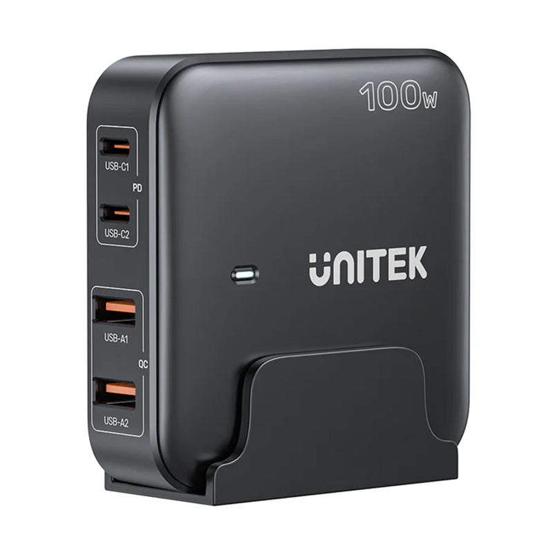 Unitek 100W 4 Port Desktop USB GaN Smart Charging Station - Black