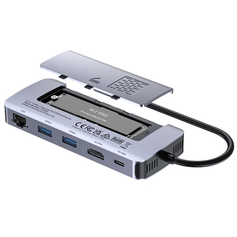 Unitek 6-in-1 USB-C Hub with M.2 SSD Enclosure - Space Grey