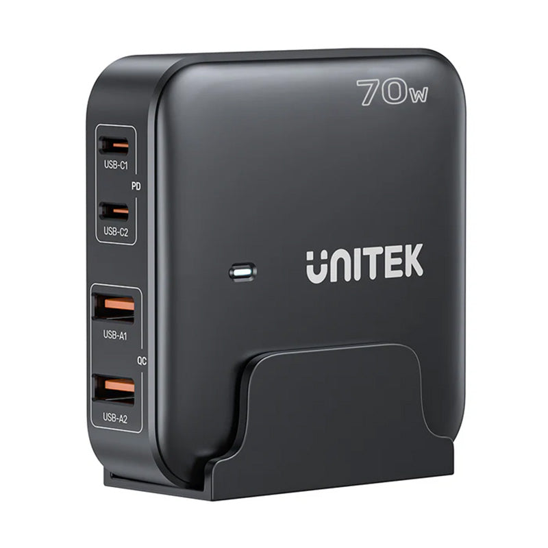 Unitek 70W 4 Port Desktop USB GaN Smart Charging Station - Black