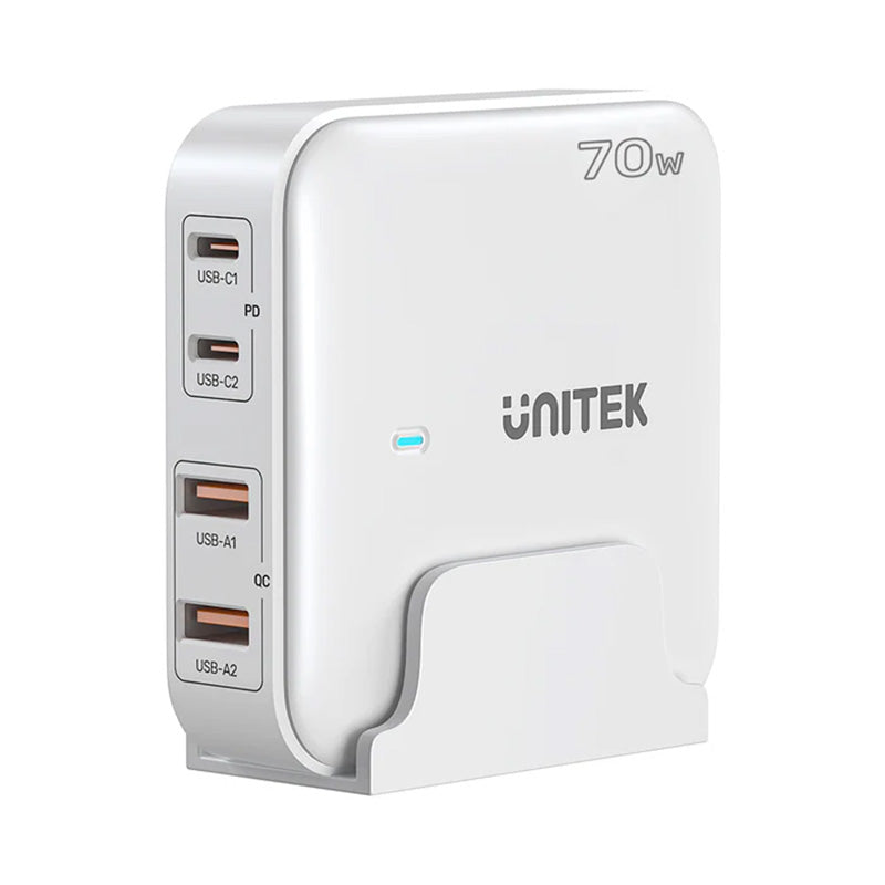 Unitek 70W 4 Port Desktop USB GaN Smart Charging Station - White