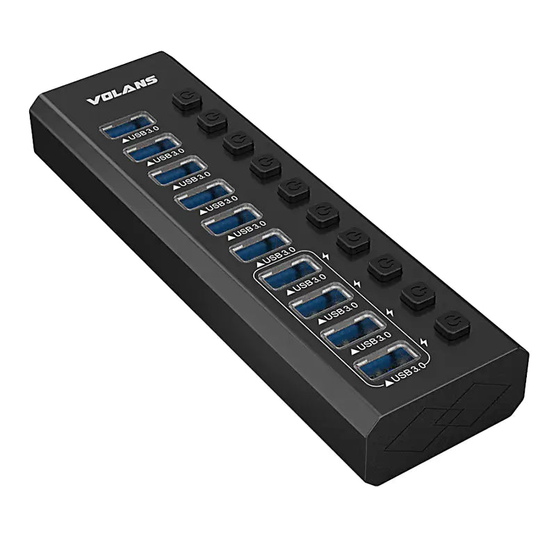 Volans 10 Port Aluminum USB 3.0 Hub with 4 x Fast Charging Port