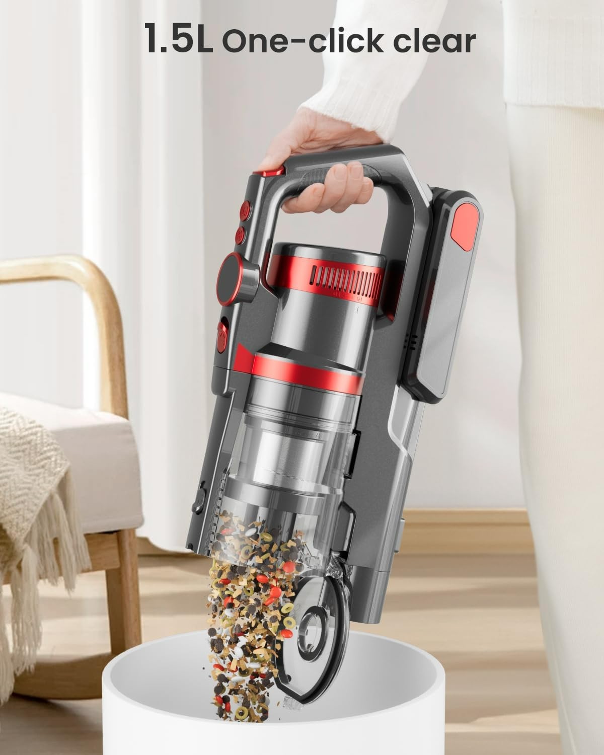 Hompany vacuum cleaner SmartVac-13, 45KPA/550W Stick Vacuum with LED Screen, Max 60mins Runtime, Anti-Tangle Vacuum Cordless
