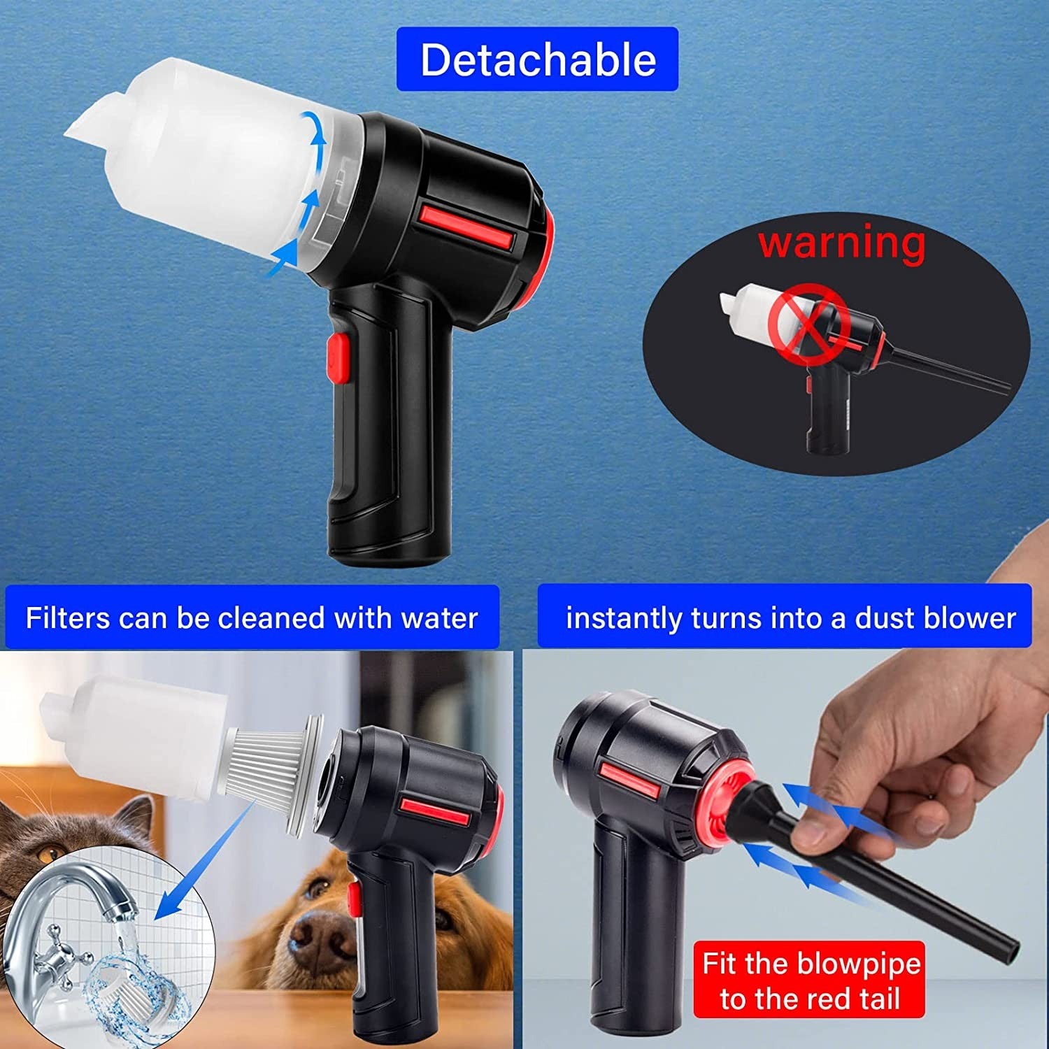 Keyboard Cleaner Kit 3-in-1 Computer Vacuum Cleaner Cordless Compressed Air Duster Rechargeable Car Hoover Handheld Mini Vacuum Keyboard Vacuum