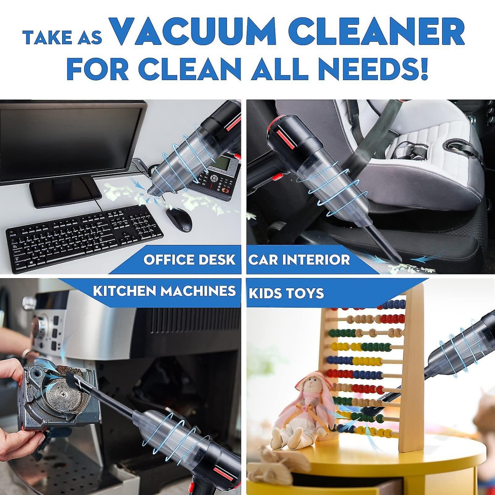 Keyboard Cleaner Kit 3-in-1 Computer Vacuum Cleaner Cordless Compressed Air Duster Rechargeable Car Hoover Handheld Mini Vacuum Keyboard Vacuum
