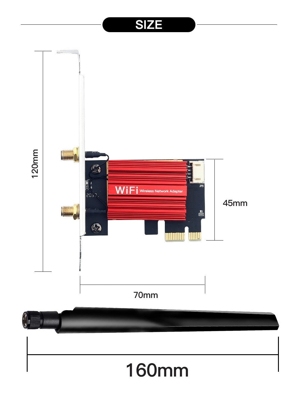 AC1200 Desktop Gigabit 5G Dual-Band Wireless Network Card PCIe Desktop Computer Bluetooth WiFi Receiver
