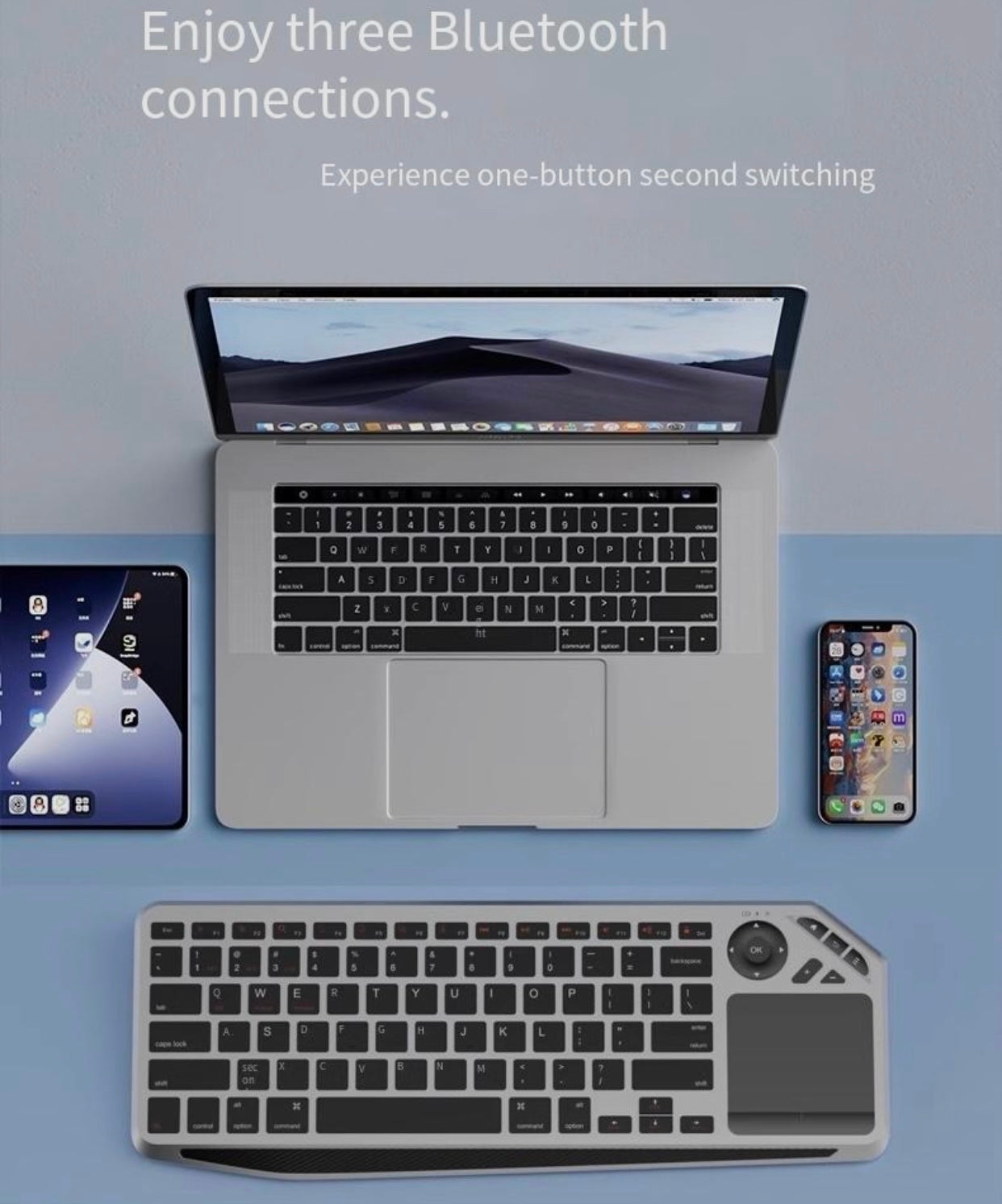 Bluetooth wireless computer keyboard with trackpad 2-in-1 office keyboard