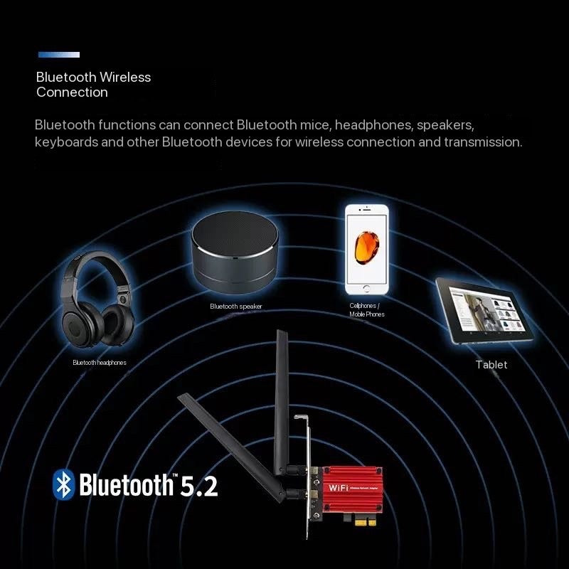 WIFI6 wireless network card, built-in PCIE gigabit 5G dual-band 1800M Bluetooth 2-in-1 receiver