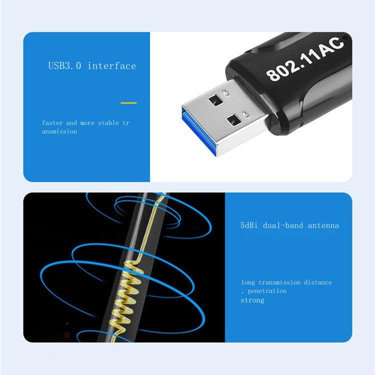 1200Mbps Wireless Network Card Driver Free 2.4g/5.8g USB3.0 Dual Band Wireless Network Card WiFi Receiver
