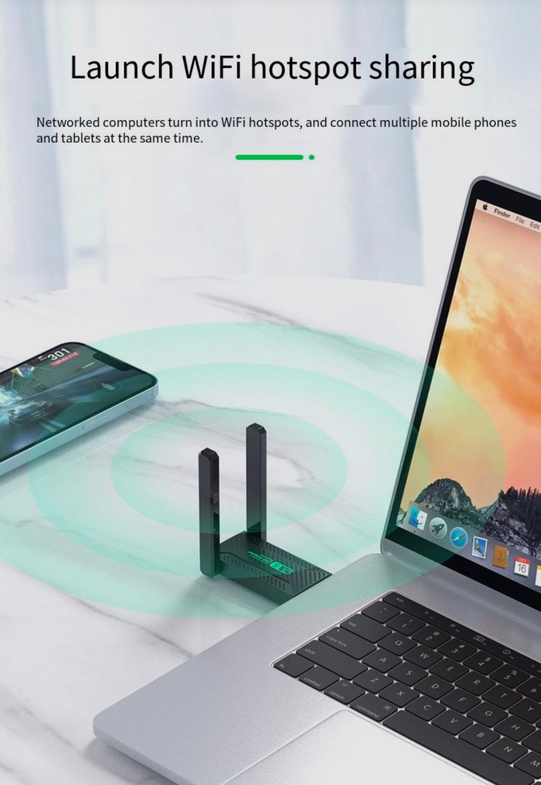 USB Driver free wireless network 1200M dual-frequency computer wifi receiver 5G / 2.4G