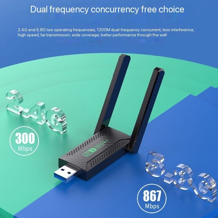 USB Driver free wireless network 1200M dual-frequency computer wifi receiver 5G / 2.4G
