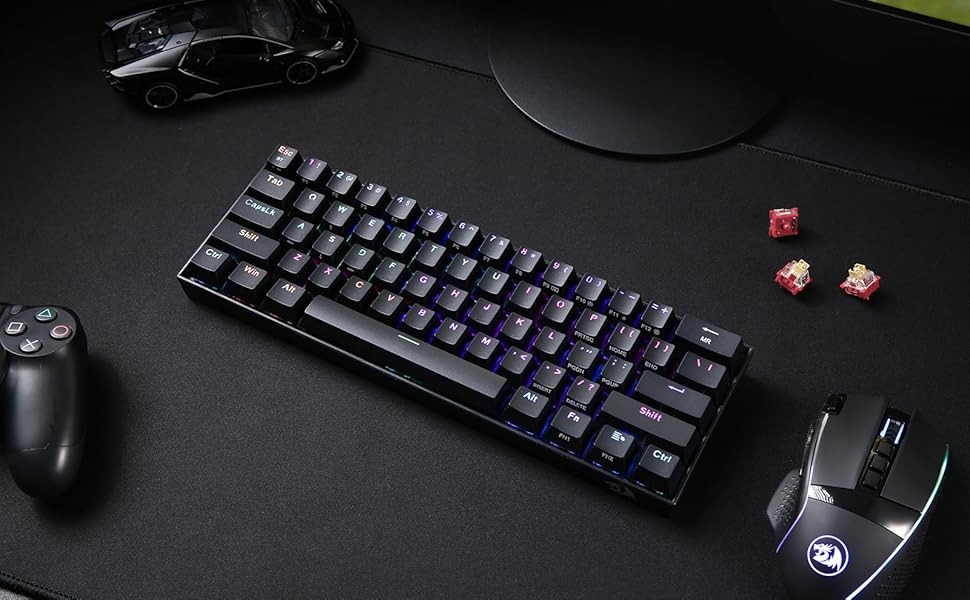 Redragon K530 Pro Draconic 60% Wireless RGB Gaming Mechanical Keyboard Hot-Swap BT/2.4Ghz/Wired 3-Mode 61 Keys Blue Switch