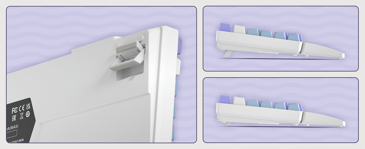 RK ROYAL KLUDGE Mechanical Keyboard RK96, RGB, 2.4Ghz/BT/Wired, Spring Rain Switches, White, Mixed Color