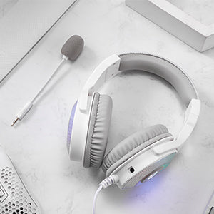 Redragon H350 White Wired Gaming Headset 50MM Drivers Dynamic RGB Backlight Over-Ear Headphones,White