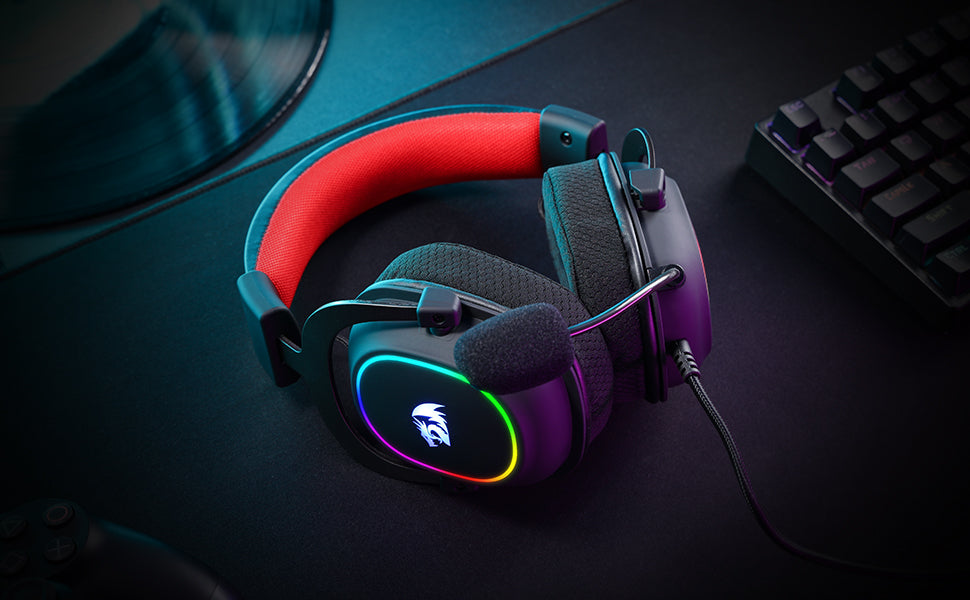 Redragon H510 Zeus-X RGB Black USB Wired Gaming Headphone Headset - 7.1 Surround Sound 53MM Audio Drivers in Memory Foam Ear Pads
