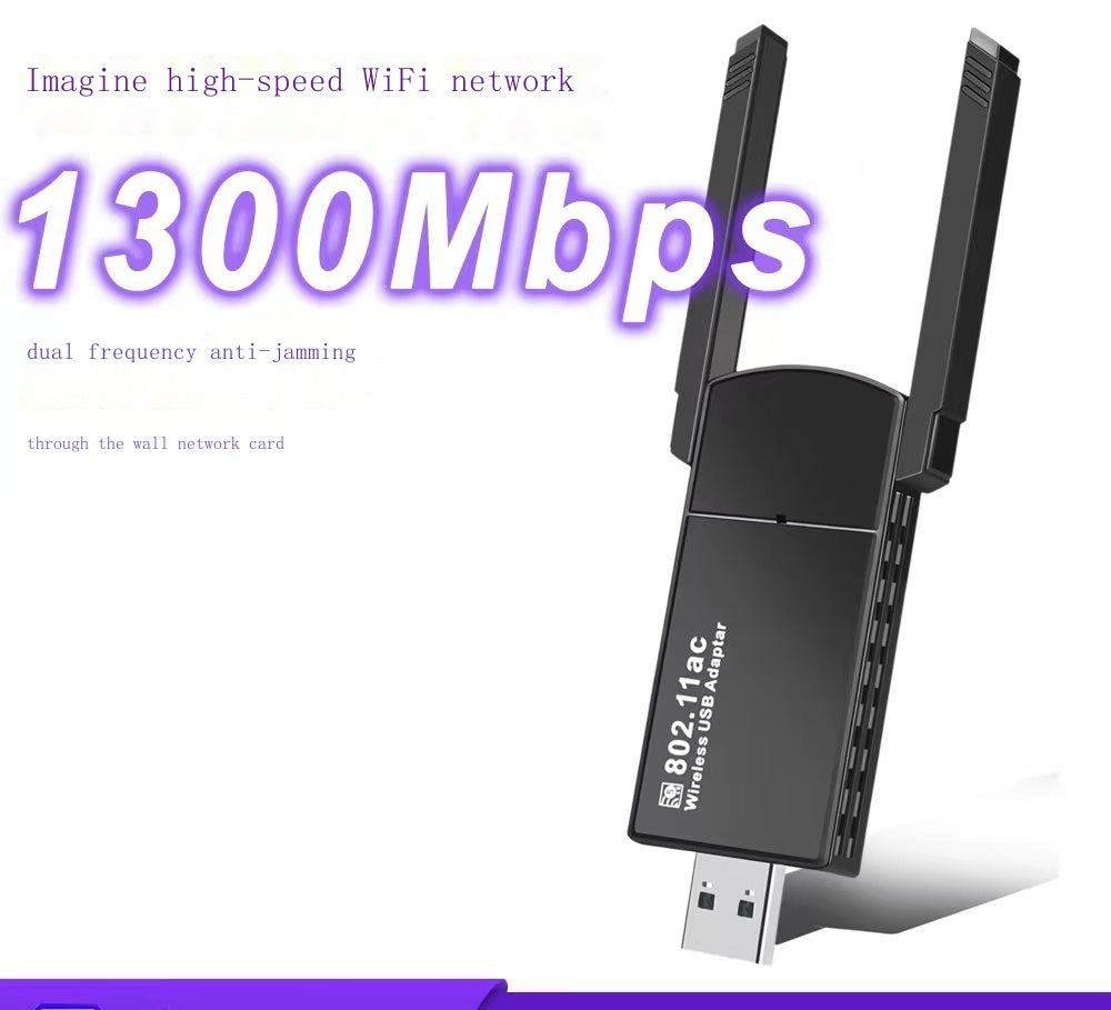 Dual-band gigabit wall-through wireless network card 1300M computer usb wifi receiver 5G wireless network card