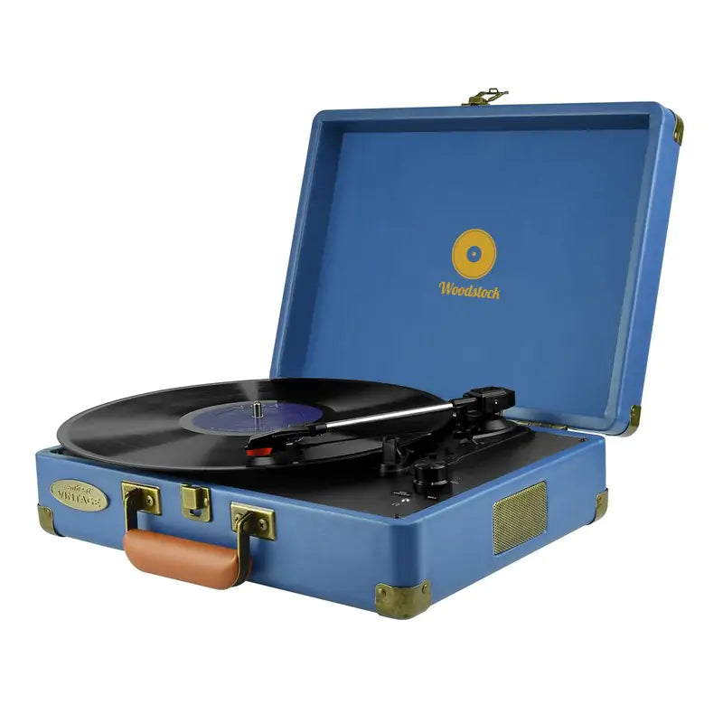 mBeat Woodstock Blue Retro Turntable Player